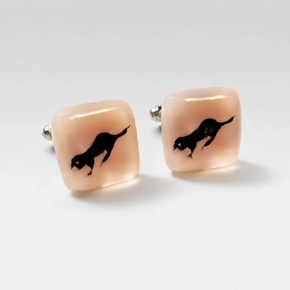 Pink Lucite Badger‎ 1960s Vintage Cuffllinks / Cuff Links- Mid-century cl-